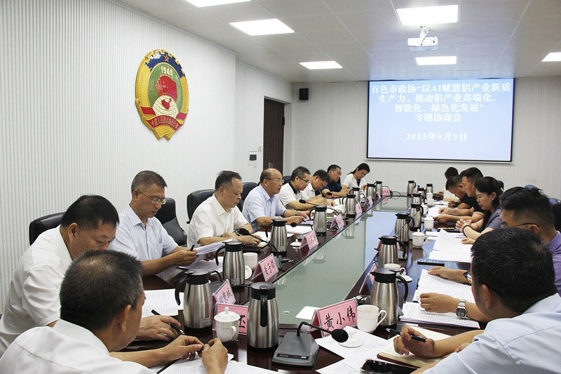 百色市政协召开“ 以AI赋能铝产业新质生产力，推动铝产业高端化、智能化、绿色化发展”专题协商会